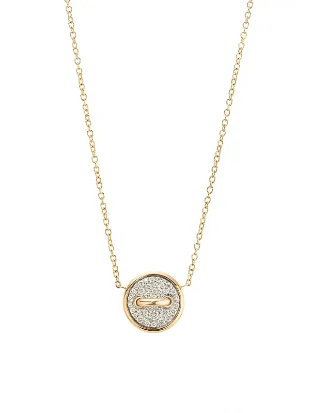 Women's Pom Pom Dot 18K Rose Gold & 0.40 TCW Diamond Button Pendant Necklace - Rose Gold