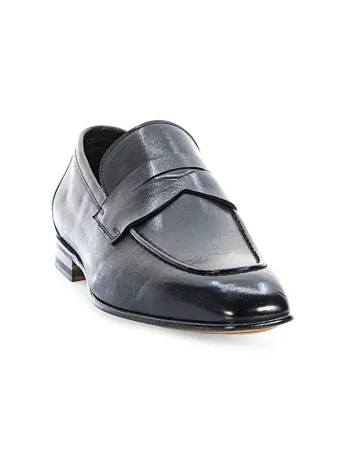Santoni Men's Leather Loafers - Black | Thumbnail 2 Santoni Men's Leather Loafers - Black | Thumbnail 2
