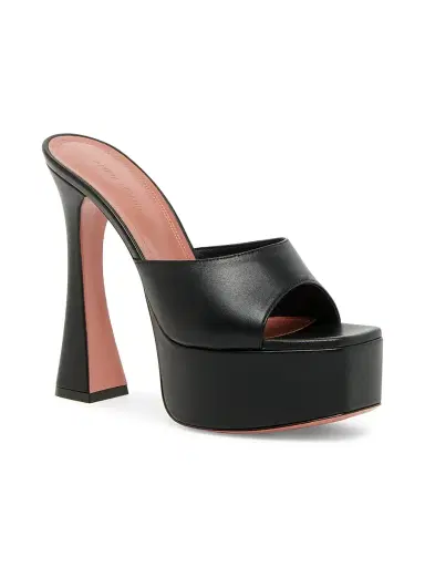 Amina Muaddi Women's Dalida 140MM Platform Leather Sandals - Nappa Black | Thumbnail 2