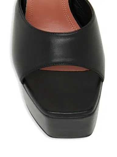 Amina Muaddi Women's Dalida 140MM Platform Leather Sandals - Nappa Black | Thumbnail 4