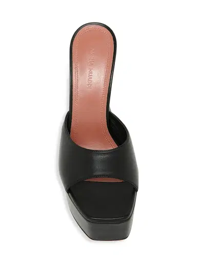 Amina Muaddi Women's Dalida 140MM Platform Leather Sandals - Nappa Black | Thumbnail 5