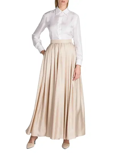 Giorgio Armani Women's Silk Twill Pleated Maxi Skirt | Thumbnail 2 Giorgio Armani Women's Silk Twill Pleated Maxi Skirt | Thumbnail 2