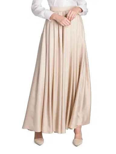 Giorgio Armani Women's Silk Twill Pleated Maxi Skirt | Thumbnail 3 Giorgio Armani Women's Silk Twill Pleated Maxi Skirt | Thumbnail 3