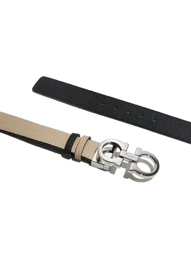 Ferragamo Women's Gancini Adjustable Cut-to-Size Reversible Textured Leather Belt - New Bisque | Thumbnail 2