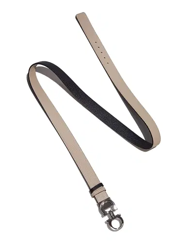 Ferragamo Women's Gancini Adjustable Cut-to-Size Reversible Textured Leather Belt - New Bisque | Thumbnail 3