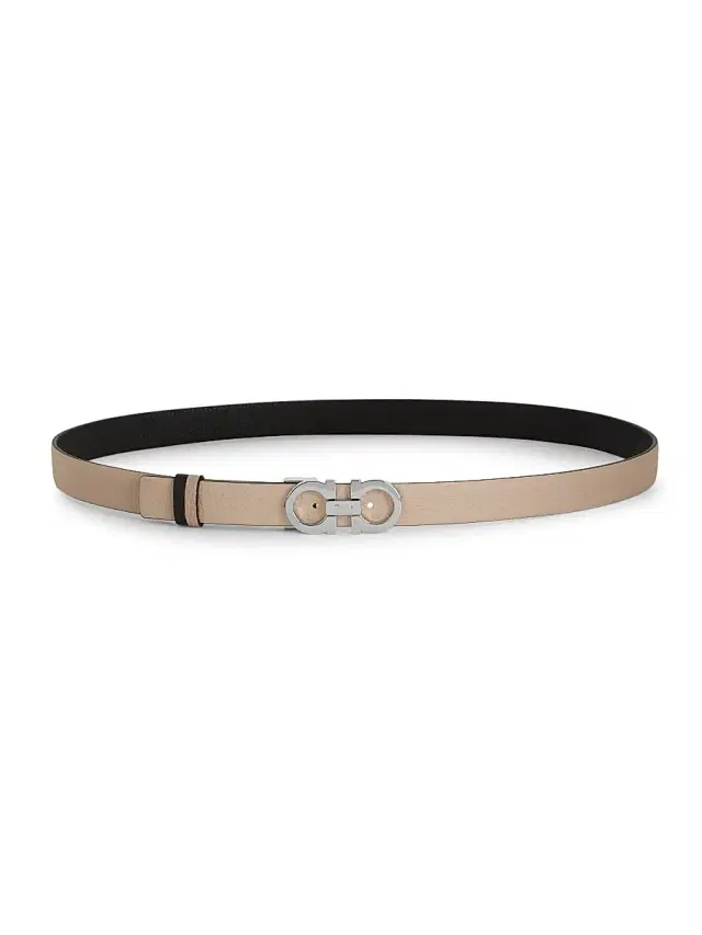 FERRAGAMO Women's Gancini Adjustable Cut-to-Size Reversible Textured Leather Belt - New Bisque