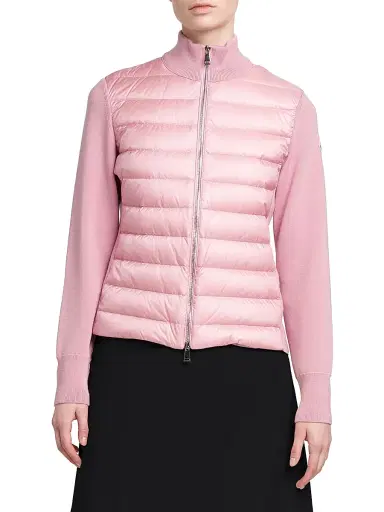 Moncler Women's Padded Down Knit Wool Cardigan - Black | Thumbnail 2