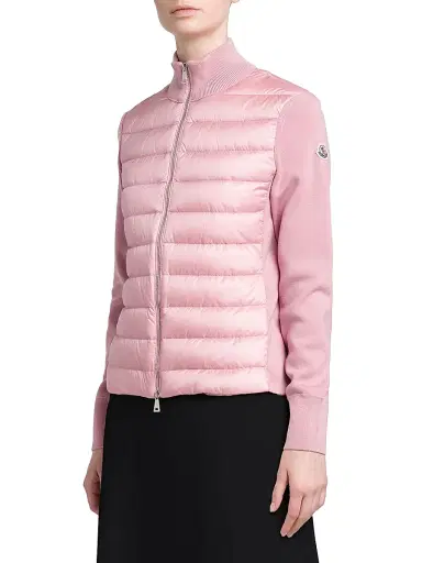 Moncler Women's Padded Down Knit Wool Cardigan - Black | Thumbnail 3