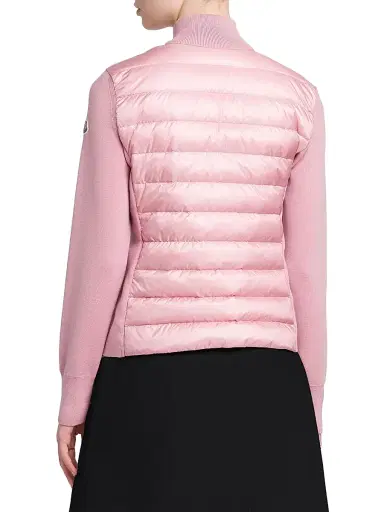 Moncler Women's Padded Down Knit Wool Cardigan - Black | Thumbnail 4