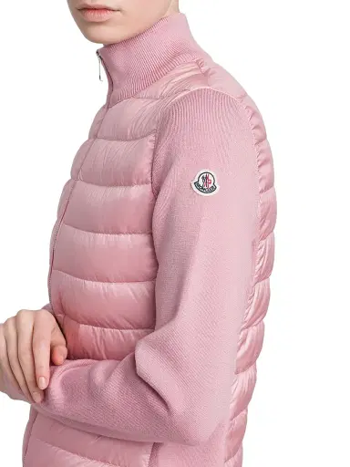 Moncler Women's Padded Down Knit Wool Cardigan - Black | Thumbnail 5