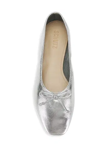 Schutz Women's Arissa Leather Ballet Flats - Silver | Thumbnail 5 Schutz Women's Arissa Leather Ballet Flats - Silver | Thumbnail 5