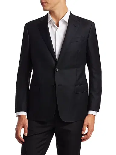 Giorgio Armani Men's Soft Basic Wool Two-Button Slim-Fit Blazer - Black - Size 46 | Thumbnail 3 Giorgio Armani Men's Soft Basic Wool Two-Button Slim-Fit Blazer - Black - Size 46 | Thumbnail 3