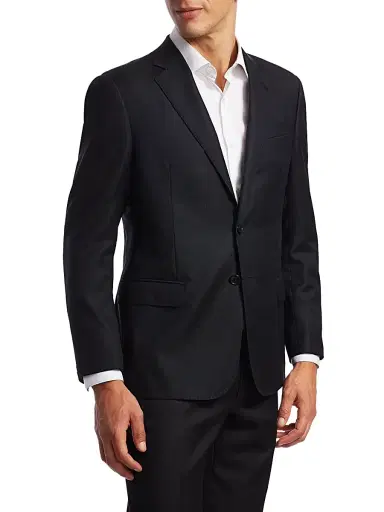 Giorgio Armani Men's Soft Basic Wool Two-Button Slim-Fit Blazer - Black - Size 46 | Thumbnail 4 Giorgio Armani Men's Soft Basic Wool Two-Button Slim-Fit Blazer - Black - Size 46 | Thumbnail 4