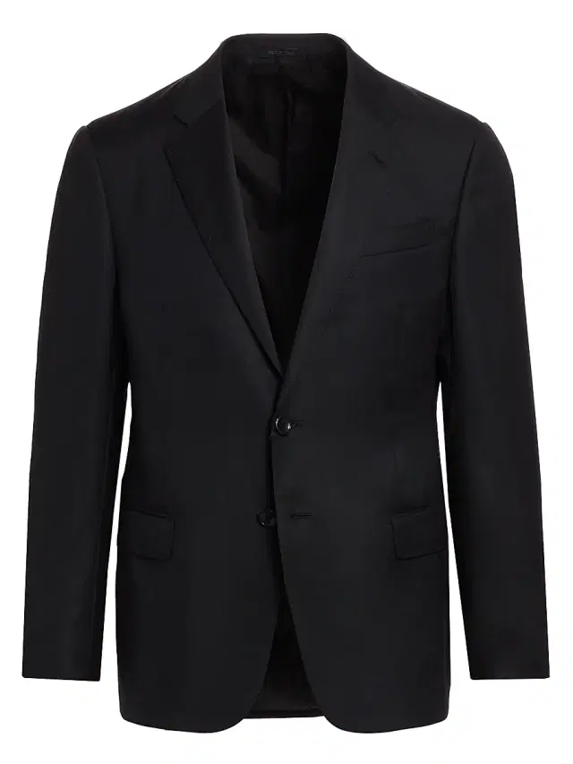 Giorgio Armani Men's Soft Basic Wool Two-Button Slim-Fit Blazer - Black