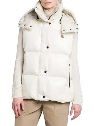 Moncler Women's Luzule Down Vest with Detachable Hood - White | Thumbnail 2 Moncler Women's Luzule Down Vest with Detachable Hood - White | Thumbnail 2