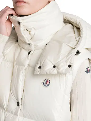 Moncler Women's Luzule Down Vest with Detachable Hood - White | Thumbnail 6 Moncler Women's Luzule Down Vest with Detachable Hood - White | Thumbnail 6