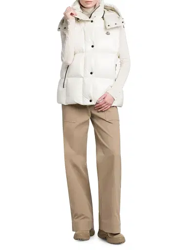 Moncler Women's Luzule Down Vest with Detachable Hood - White | Thumbnail 7 Moncler Women's Luzule Down Vest with Detachable Hood - White | Thumbnail 7
