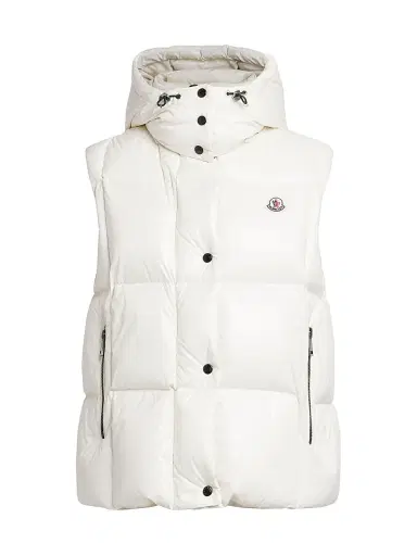 Moncler Women's Luzule Down Vest with Detachable Hood - White | Thumbnail 1 Moncler Women's Luzule Down Vest with Detachable Hood - White | Thumbnail 1