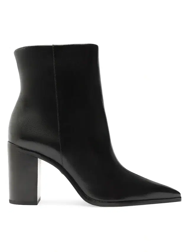 Schutz Women's Mikki 85MM Block-Heel Leather Booties - Black