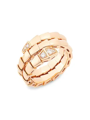 BVLGARI Women's Serpenti Viper 18K Rose Gold & Diamond 2-Coil Ring - Rose Gold | Thumbnail 1 BVLGARI Women's Serpenti Viper 18K Rose Gold & Diamond 2-Coil Ring - Rose Gold | Thumbnail 1
