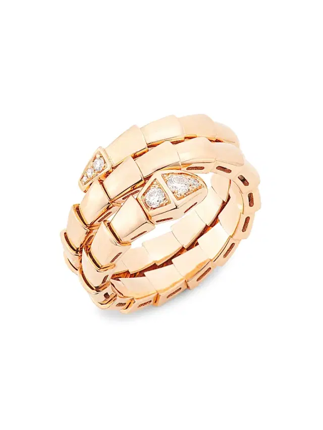 Women's Serpenti Viper 18K Rose Gold & Diamond 2-Coil Ring - Rose Gold