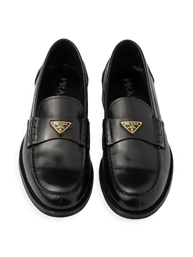 Prada Men's Brushed Leather Loafers - Black - Size 11.5 | Thumbnail 3