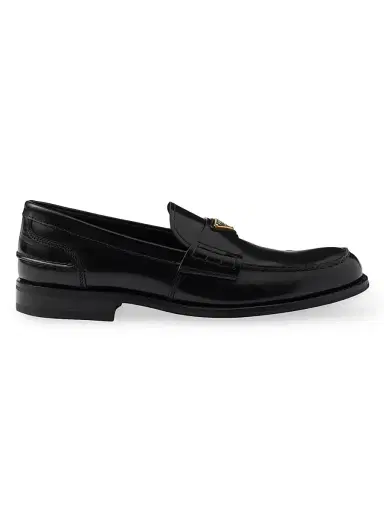 Prada Men's Brushed Leather Loafers - Black - Size 11.5 | Thumbnail 1