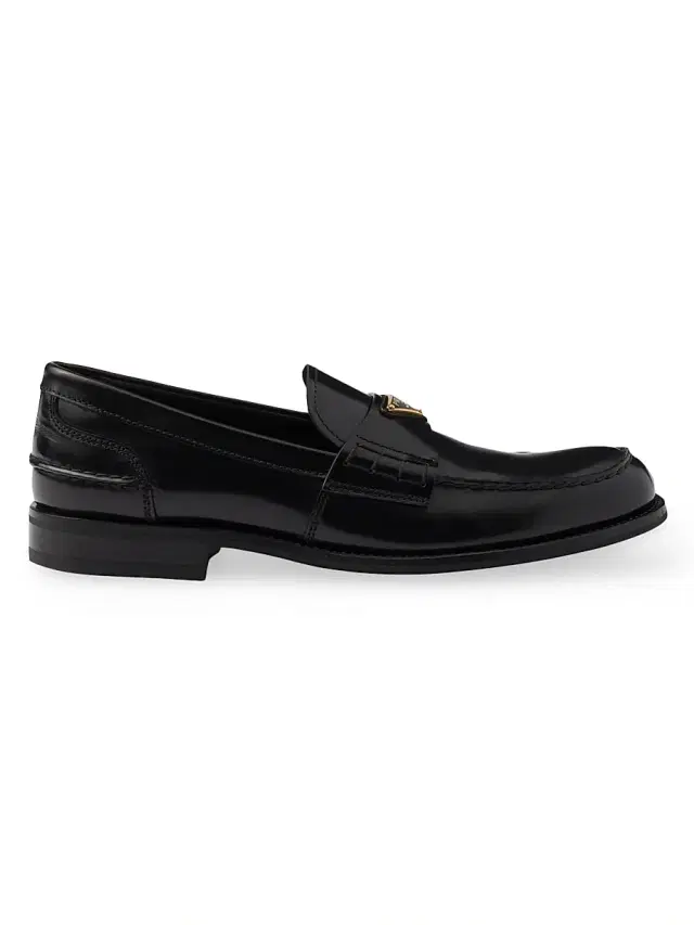 Prada Men's Brushed Leather Loafers - Black