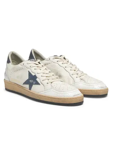 Golden Goose Men's Ballstar Lizard-Print Leather Sneakers - White Dusty Blue | Thumbnail 2