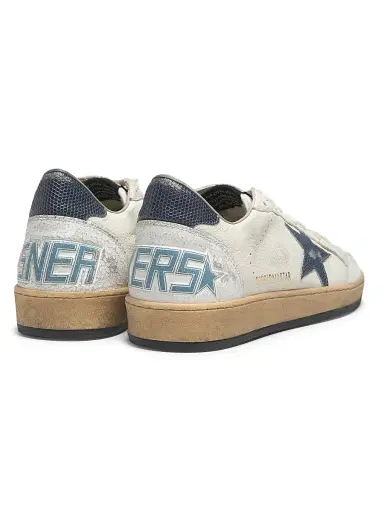 Golden Goose Men's Ballstar Lizard-Print Leather Sneakers - White Dusty Blue | Thumbnail 3
