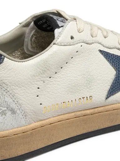 Golden Goose Men's Ballstar Lizard-Print Leather Sneakers - White Dusty Blue | Thumbnail 5