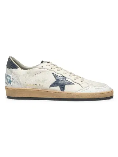 Golden Goose Men's Ballstar Lizard-Print Leather Sneakers - White Dusty Blue | Thumbnail 1