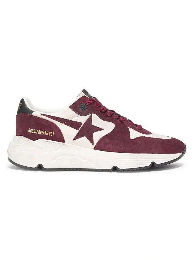 Golden Goose Men's Running Sole Low-Top Sneakers - White Burgundy Black