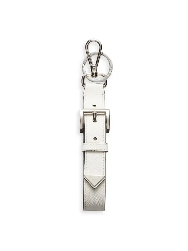 Women's Saffiano Leather Key Ring - White