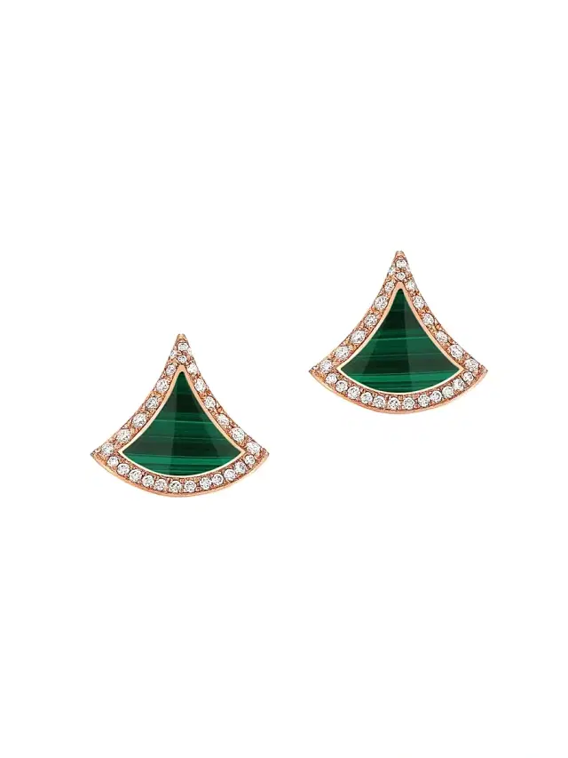 Women's Divas' Dream 18K Rose Gold, Malachite, & Diamond Stud Earrings - Malachite Women's Divas' Dream 18K Rose Gold, Malachite, & Diamond Stud Earrings - Malachite
