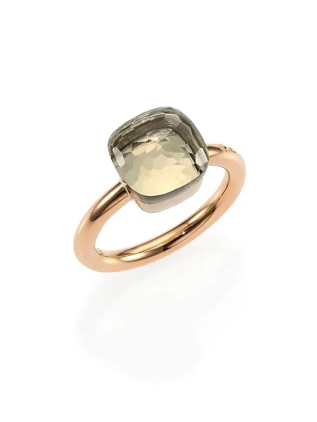 Women's Nudo 18K Rose Gold & Prasiolite Petite Square Ring - Green