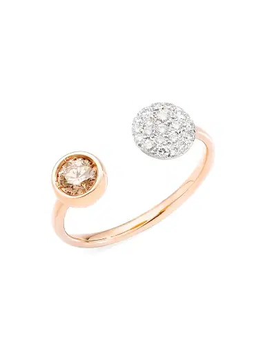 Pomellato Women's Sabbia 18K Rose & White Gold, White & Brown Diamond Open Ring - Pink | Thumbnail 1 Pomellato Women's Sabbia 18K Rose & White Gold, White & Brown Diamond Open Ring - Pink | Thumbnail 1