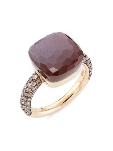 Pomellato Women's Nudo Maxi Two-Tone 18K Gold, Moonstone & Diamond Ring - Rose Gold | Thumbnail 1