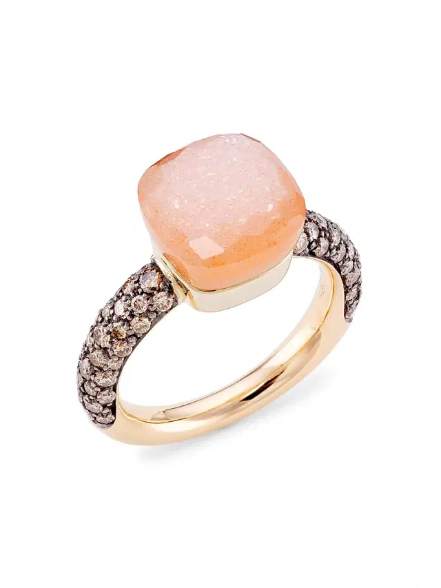 Women's Nudo Classic Two-Tone 1K Gold, Moonstone & Diamond Ring - Rose Gold