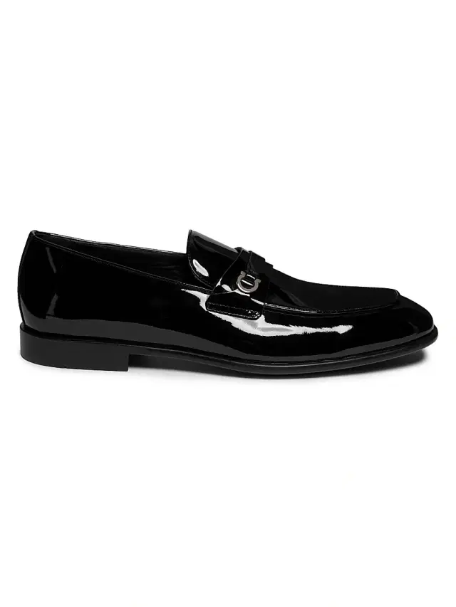 FERRAGAMO Men's Desio Patent Leather Loafers - Nero