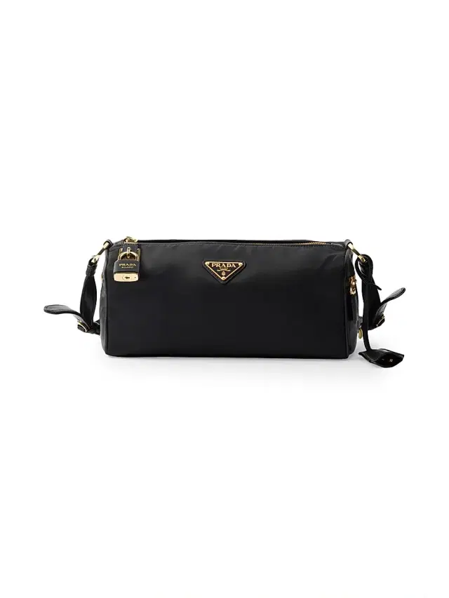 Women's  Re-Nylon and Leather Shoulder Bag - Black