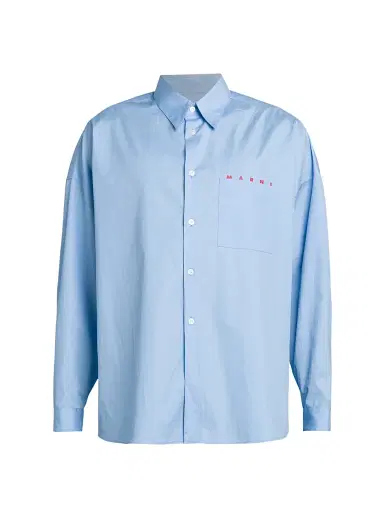 Marni Men's Logo Poplin Button-Up Shirt | Thumbnail 1