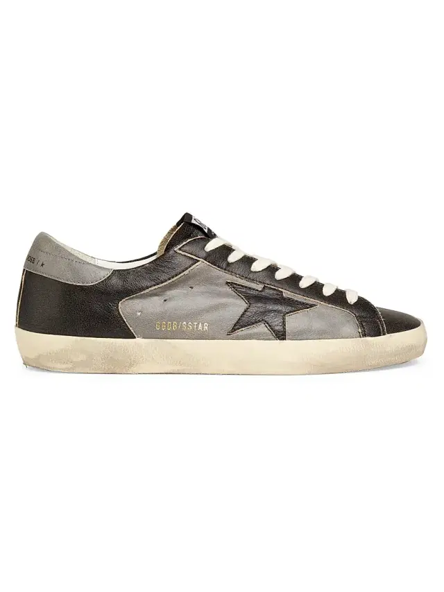 Golden Goose Men's Super Star Leather Sneakers - Black Grey