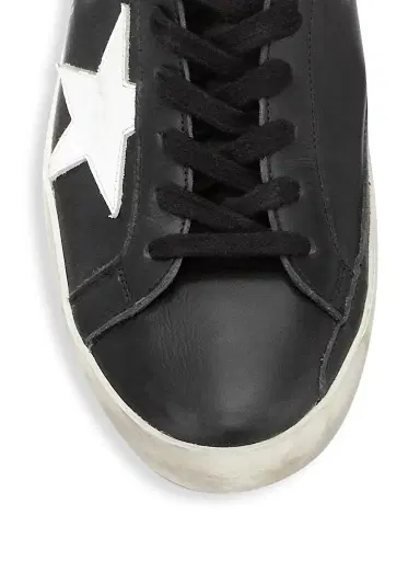 Golden Goose Men's Super-Star Leather Sneakers - Black White | Thumbnail 4 Golden Goose Men's Super-Star Leather Sneakers - Black White | Thumbnail 4