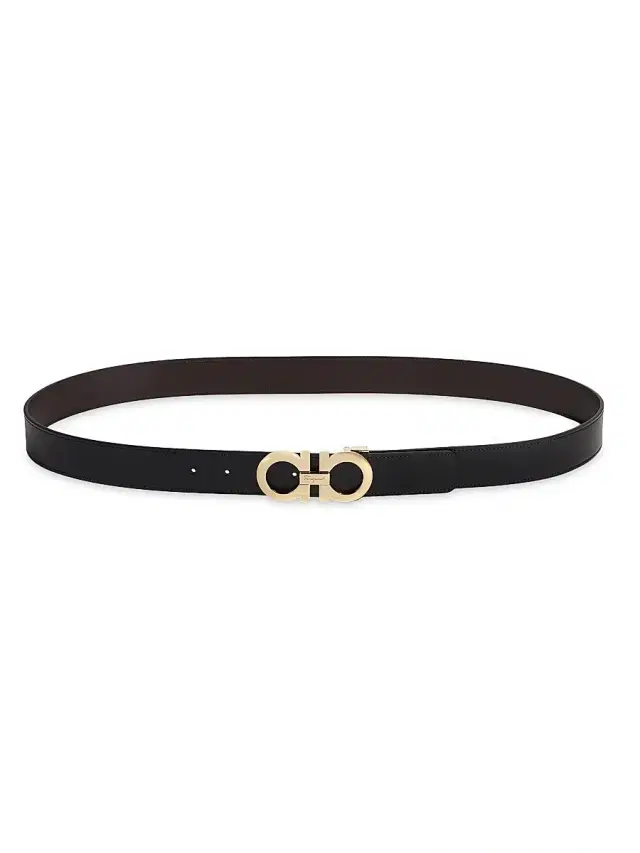 FERRAGAMO Men's Gancini Buckle Adjustable Cut-to-Size Reversible Belt - Nero Hickory