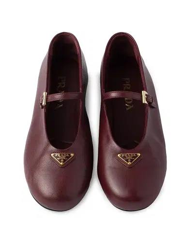 Prada Women's Nappa Leather Ballerinas - Dark Red - Size 11.5 | Thumbnail 2
