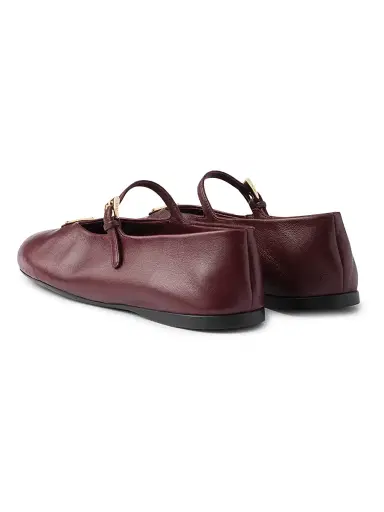 Prada Women's Nappa Leather Ballerinas - Dark Red - Size 11.5 | Thumbnail 3