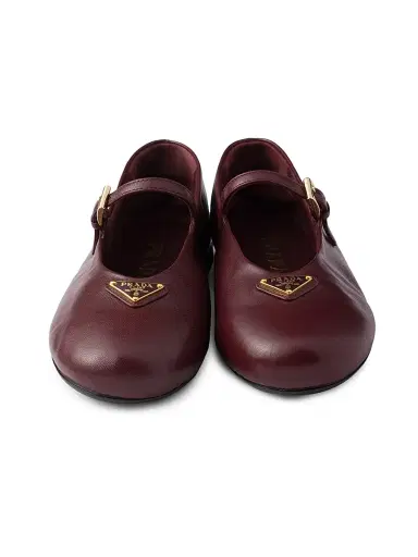 Prada Women's Nappa Leather Ballerinas - Dark Red - Size 11.5 | Thumbnail 4