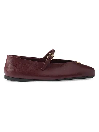 Prada Women's Nappa Leather Ballerinas - Dark Red - Size 11.5 | Thumbnail 1