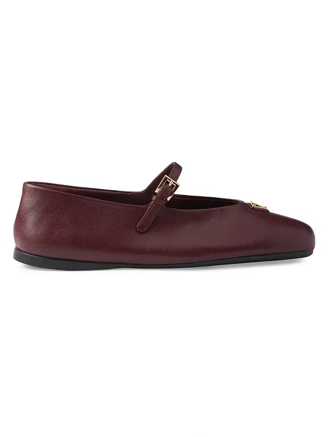 Prada Women's Nappa Leather Ballerinas - Dark Red